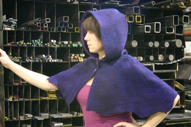 handmade wool felt, silk satin lined capelet