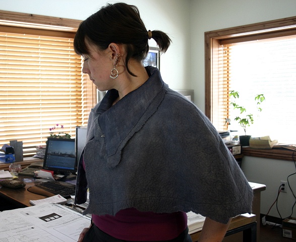 handmade wool felt, silk satin lined capelet