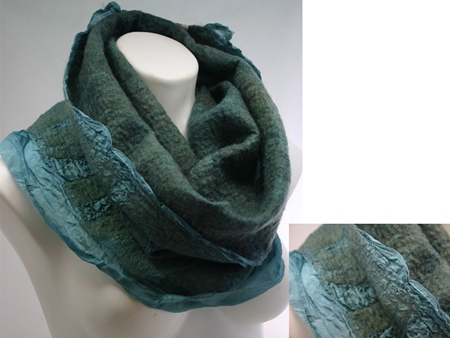 handmade felt neck cowl in teal 