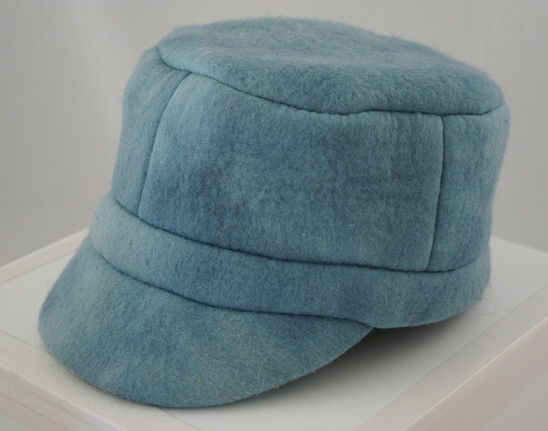 wool felt hat handmade wearable fiber art sky blue