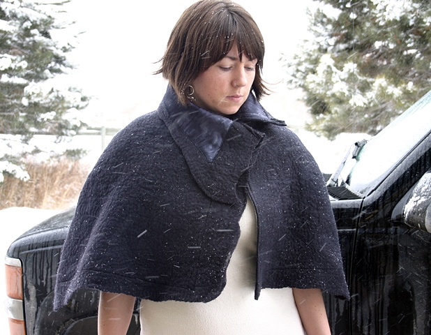 handmade wool felt, silk satin lined capelet