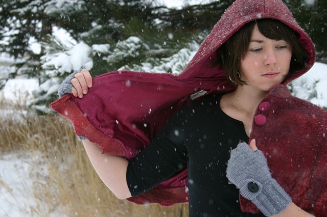 wool felt,dyed, silk/soy lined, capelet