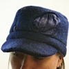 One of a Kind Military Style Hat, Wool Felt, nuno felted silk fabric circles