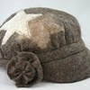 Erin style Felt Hat, wool and alpaca Natural Color Rose Grey with Stars