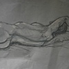 Reclining figure study in graphite and conte 