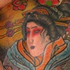 Japanese Woman With Cherry Blossoms and Moon