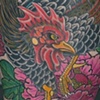 Rooster and Peony Flowers