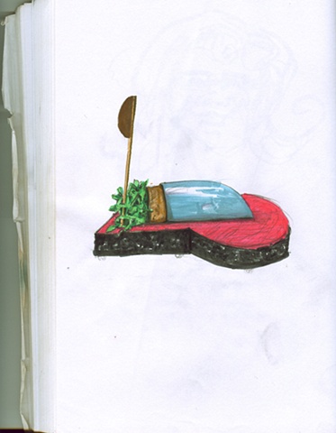 Preliminary sketch for "A Quonset Cakewalk"