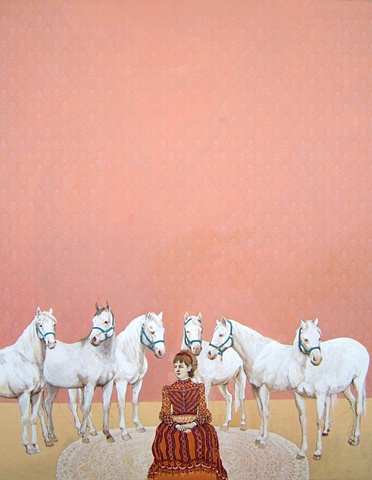 horses, fairy tale, victoriana, printmaking, fantasy, kyla zoe rafert, artwork. 