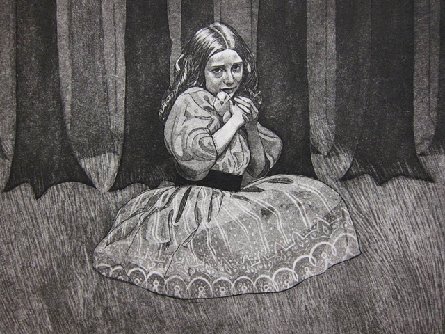 etching, fairy tale, art on paper, fantasy, victorian