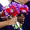 Rich Purple and Red Bridesmaid Bouquets