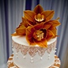 Orange Cymbidium Orchid Cake Topper