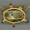 Rutilated Quartz
Garnets 
24kt. Gold 
Pin/Pendant