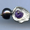 Amethyst, Sterling Silver, and Pearl Cuff Links