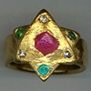 Natural Ruby Crystal
Natural Diamond Crystals 
Paraiba Tourmaline 
24kt. Gold 