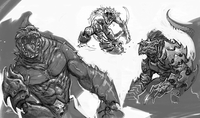 Lizard Monster Concept sketches