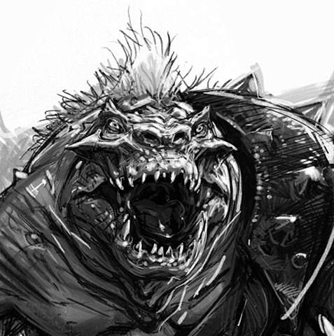 Lizard Monster Sketch (open mouth)