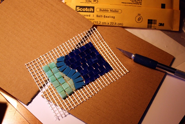 Packaging a mesh mosaic to survive the mail - 1