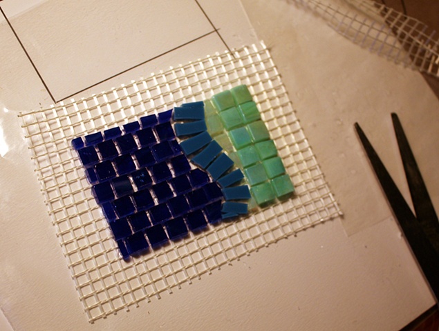 Working with Fiberglass Mosaic Mesh - 9