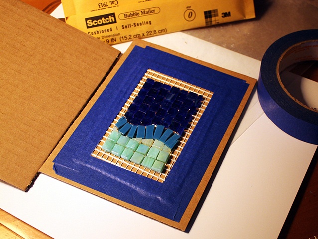 Packaging a mesh mosaic to survive the mail - 2