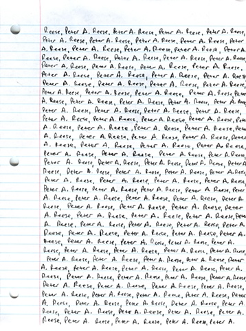 Name Written 8,783 Times (Consecutively)