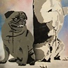 Black Pug and Beagle on Acrylic.  