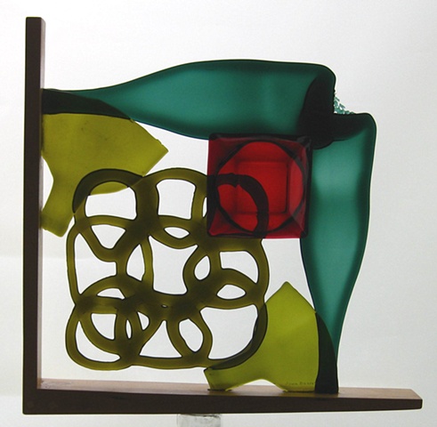 gate, recycled bottle glass, red ashtray.