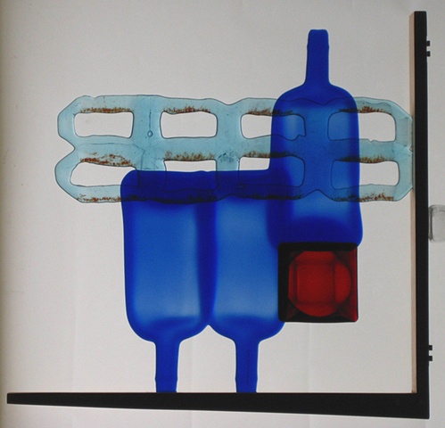 gate with ashtray and recycled bottle glass.