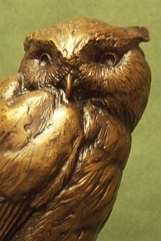 bronze, sculpture, michelle post, owl, bat