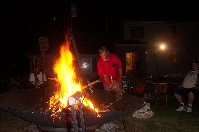 Dave stoking the fire
