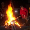 Dave stoking the fire