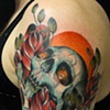 Skull and bones with Grenade roses