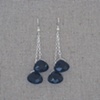 Chinese Pressed Glass & Sterling Silver Chain Earrings