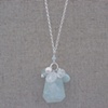 Aquamarine, Moonstone, Amazonite Freshwater Pearl & Quartz Cluster on Sterling Silver Chain