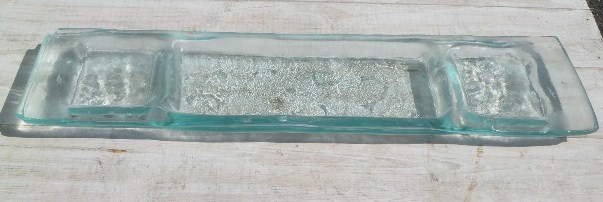 *Glacier* Recycled Glass Tray - 3 Dip Serving Platter
