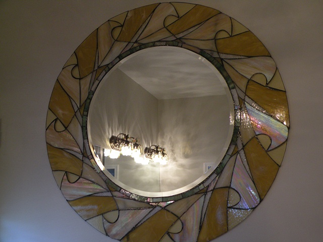 Master Bathroom Stained Glass Mirror: Close Up