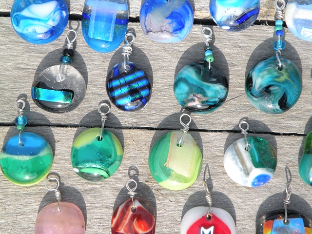 Sand infused glass pendant-  small size