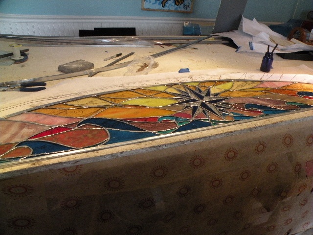 ocean, sea, sun stained glass, Long Beach Island