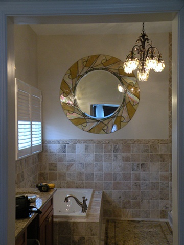 Master Bathroom Stained Glass Mirror: Full View