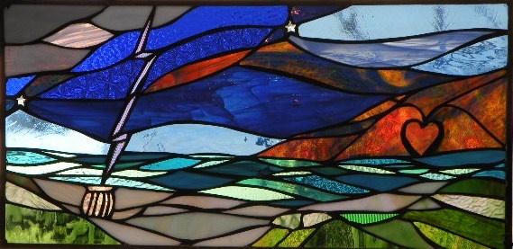 Beach Haven, NJ, custom stained glass, lightning bolt