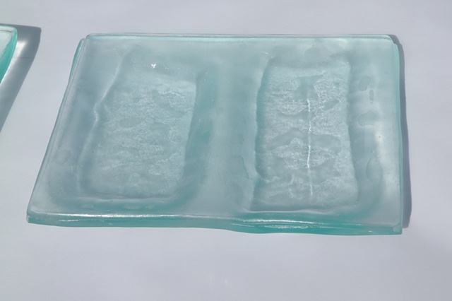 *Glacier* Recycled Glass Tray -  2 Condiment Dish