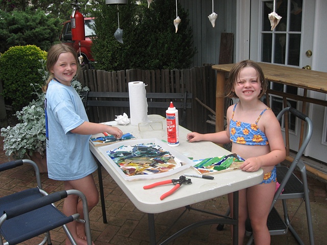 Cammy and Jackie Creating on the Patio