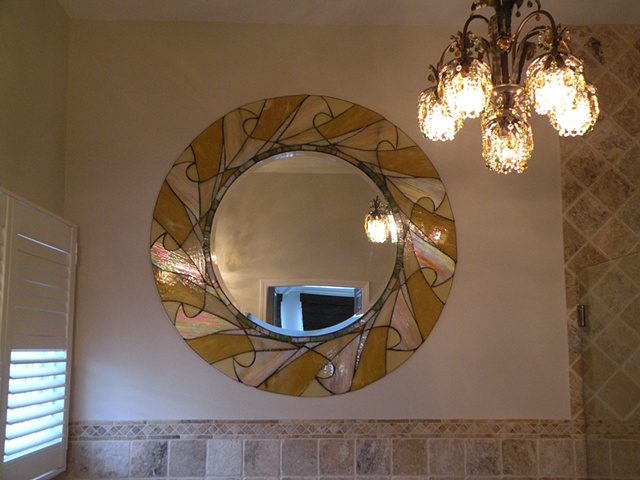 Master Bathroom Stained Glass Mirror: Installed 
