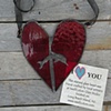 Red Stained Glass Heart With Dolphin Adornment