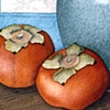Persimmons with Blue Vase