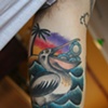 pj's pelican tattoo with added background