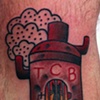cat in a furnace tattoo by sanchez tattooer