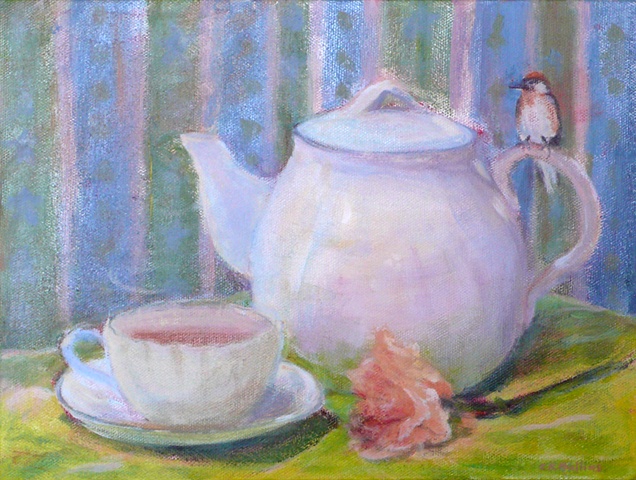 Teapot, Cup, Flower and Friend-Donated/Sold