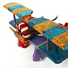 Yellow and Blue Stripped Biplane