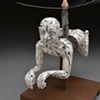 man with a helicopter on his back, detail